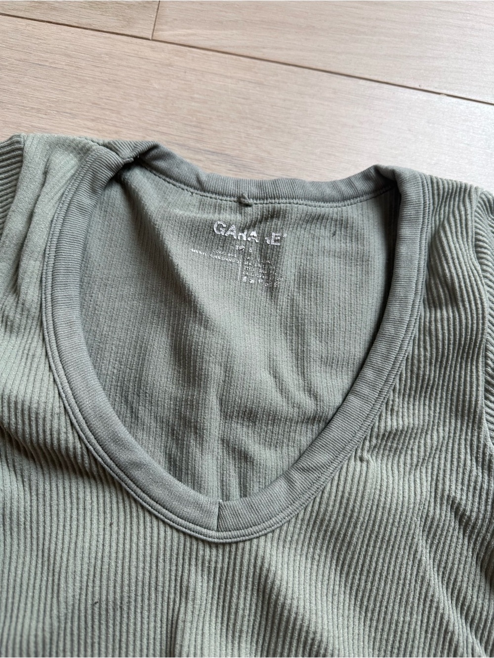 Garage Olive Green Ribbed Scoop Crop Top - Picture 2 of 2